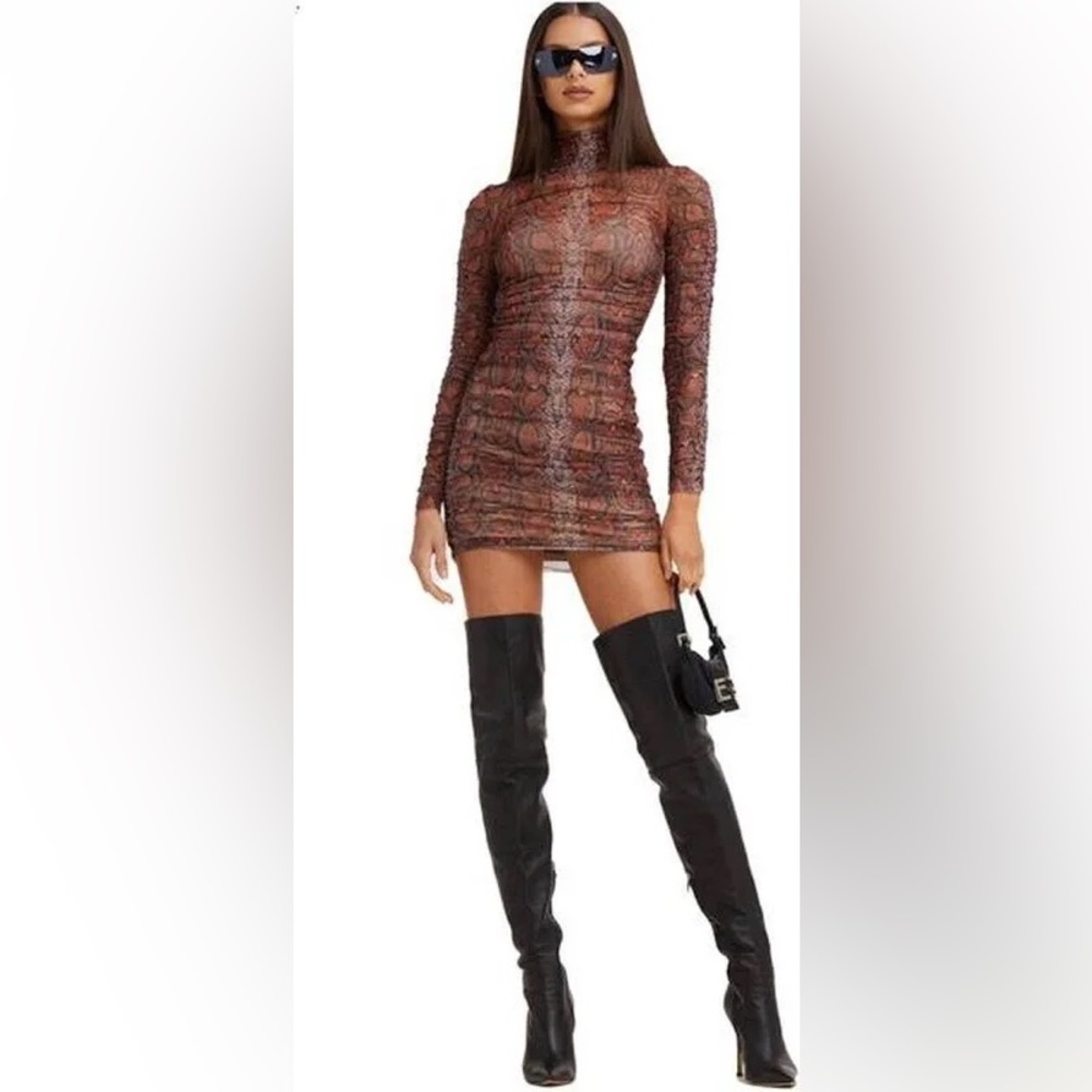 I.AM.GIA Snakeskin Dress (Size: M) - Burnt Orange (slip dress + snakeskin cover)